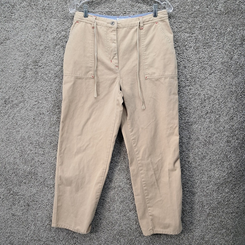 Christopher & Banks Womens Khaki Cotton Drawstring Pants Style 1664 Tan Size 12